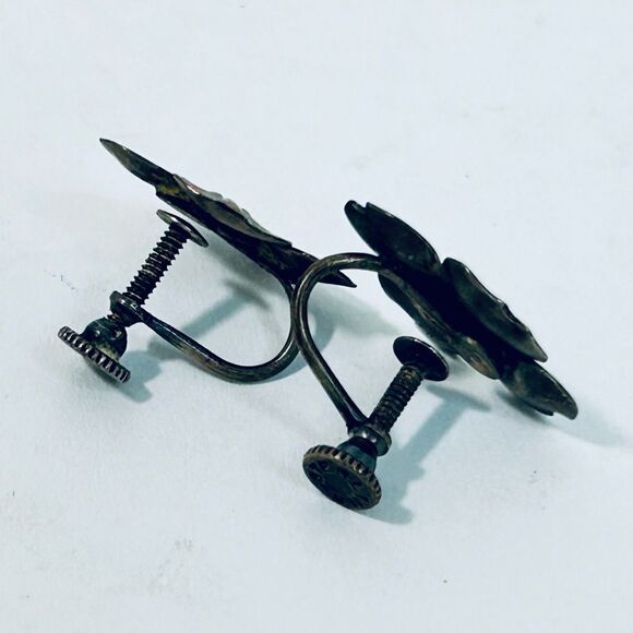 Vintage Stuart Nye RARE SET Sterling Silver Dogwood Floral Brooch and Earrings - Picture 4 of 13